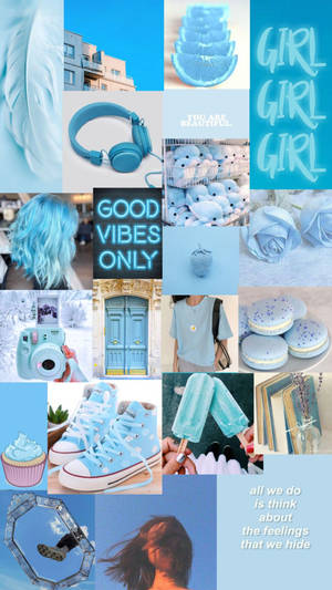 Girly Light Blue Aesthetic Wallpaper