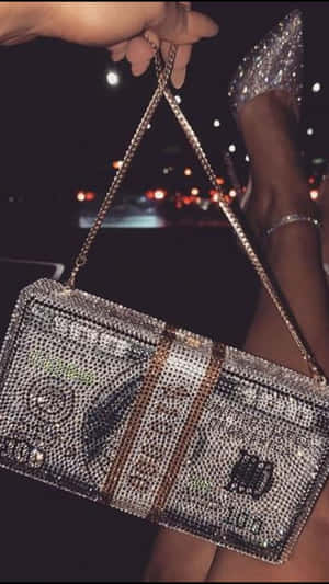 Girly Money Sparkly Dollar Clutch Wallpaper