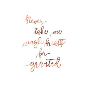 Girly Motivational Never Taking For Granted Quote Wallpaper