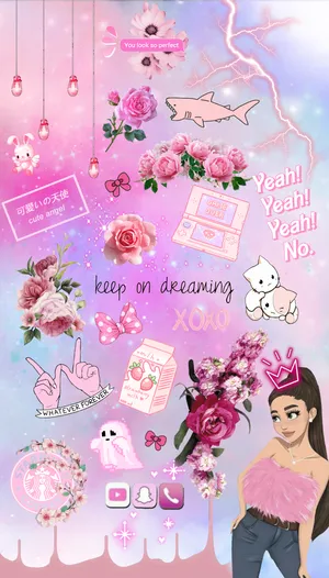 Girly Tumblr Cute Sticker Collage Wallpaper