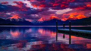 Glacier National Park Sunset Pier Wallpaper