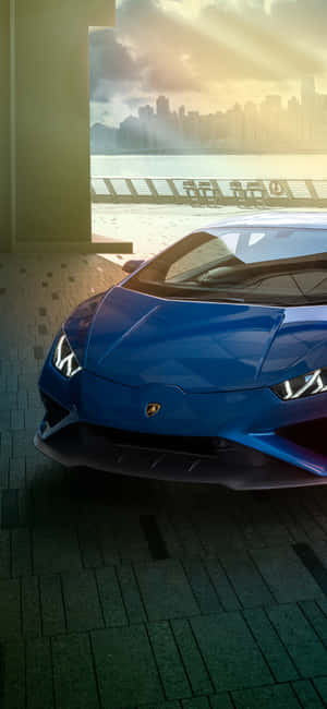 Glance At Beauty With The Blue Lamborghini Iphone Wallpaper