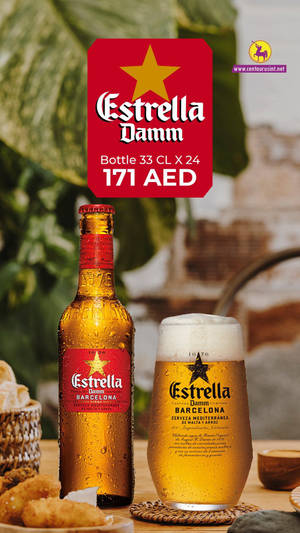 Glass Of Golden Estrella Damm Wallpaper