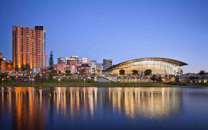 Gleaming Adelaide City Centre At Night Wallpaper