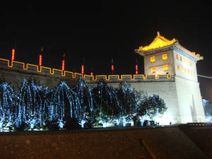 Gleaming Walls Of Xian At Dusk Wallpaper