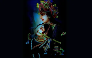 Glitch Art Radha And Krishna Wallpaper
