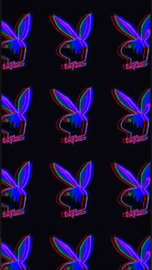 Glitch Playboy Logo Pattern Wallpaper