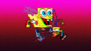 Glitch Spongebob In Pink Wallpaper