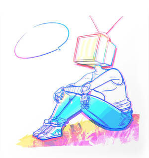 Glitched Tv Head Girl Wallpaper