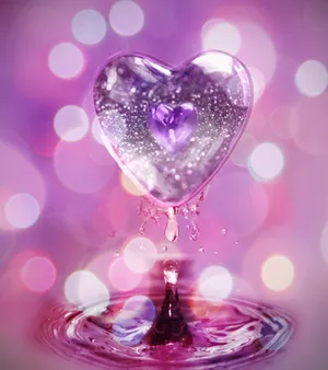 Glitter Pink Hearts On Water Wallpaper