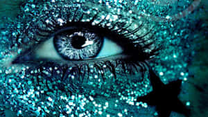 Glittering Blue Mermaid Eye Closeup Wallpaper