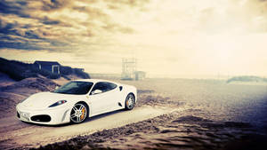 Gloomy White Ferrari Wallpaper