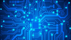 Glowing Blue Circuit Board Wallpaper