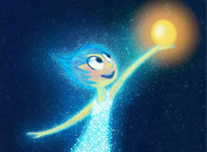 Glowing Blue Joy Inside Out Wallpaper