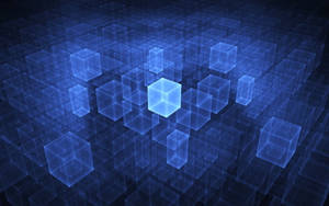 Glowing Blue Platonic Solids Wallpaper