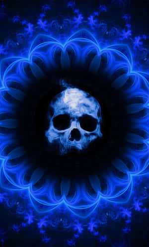 Glowing Blue Skull Gothic Iphone Wallpaper