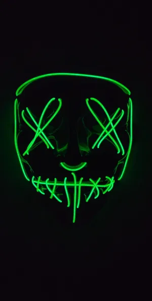 Glowing Neon Green Purge Mask Wallpaper