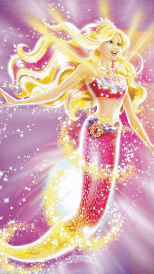 Glowing Pink Barbie Mermaid Wallpaper