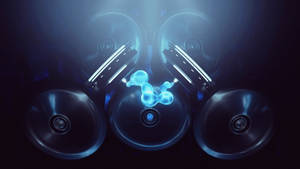 Glowing Techno Speakers Wallpaper