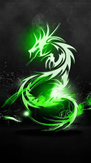 Glowing Tribal Green Dragon Wallpaper