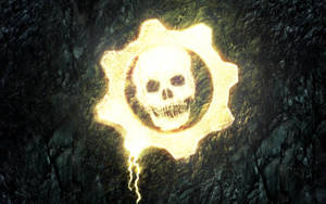 Glowing Yellow Logo Gears 5 Phone Wallpaper