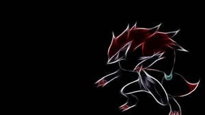 Glowing Zoroark Outline On Black Background Wallpaper