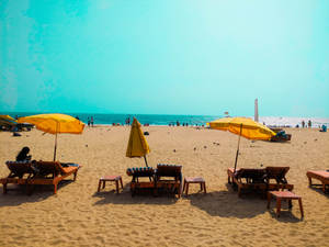 Goa India Yellow Umbrellas Wallpaper