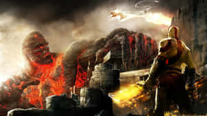 God Of War Iii Kratos Looking At Thamur Wallpaper