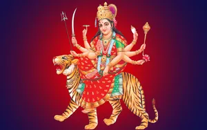 Goddess Durgaon Tiger Wallpaper