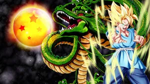 Goku And Green Dragon Wallpaper
