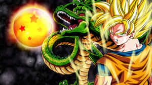 Goku Harnesses The Power Of The Kamehameha In A Spectacular Explosion Of Energy! Wallpaper