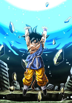 Goku Spirit Bomb In Destroyed City Wallpaper