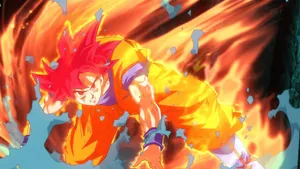 Goku With Orange Kaioken Flame Wallpaper