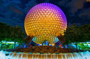 Gold And Purple Epcot Fountain Wallpaper