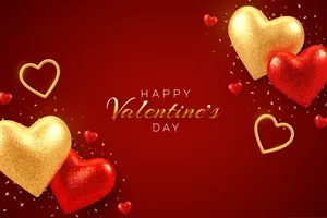 Gold And Red Happy Valentine’s Day Wallpaper