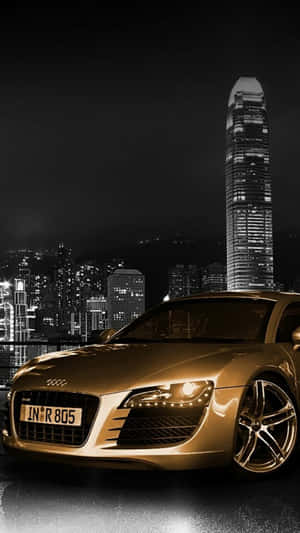 Gold Cars And Skyscraper Wallpaper