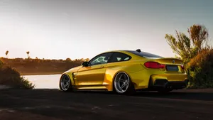 Gold Cars Bmw M4 Lake Wallpaper