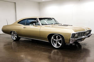 Gold Coupe Chevrolet Impala 1967 Wallpaper