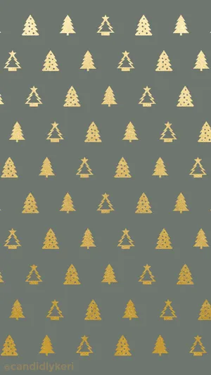 Gold Foil Christmas Tree Pattern Wallpaper