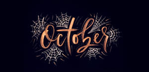 Gold October Calligraphy Webs Wallpaper