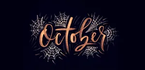 Gold October Calligraphy Webs Wallpaper