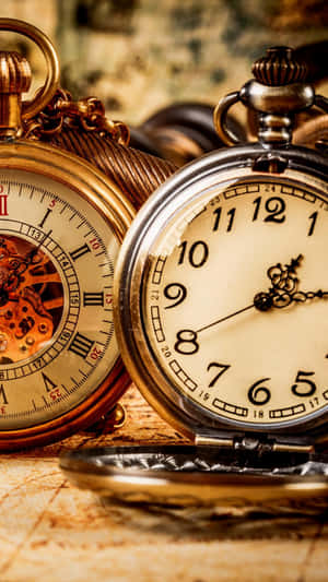 Gold & Silver Time Clock Wallpaper