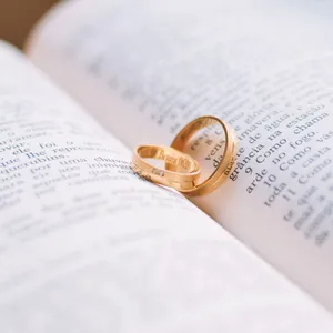 Gold Wedding Rings On Book Wallpaper