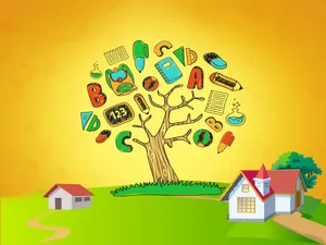 Golden Educational Tree Wallpaper