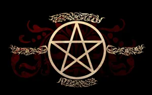 Golden Floral Pentagram Wallpaper