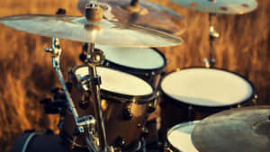 Golden Hour Drum Set Wallpaper