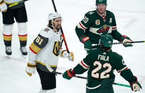 Golden Knights Player Mark Stone And Wild Player Kevin Fiala Wallpaper