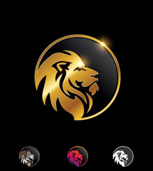 Golden Lion Head Logo Wallpaper