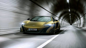 Golden Mclaren Spyder And Tunnel Wallpaper