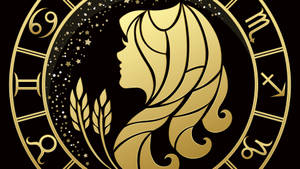 Golden Virgo Zodiac Sign Black Wallpaper